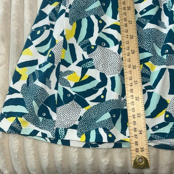 Lands End Women's Small Cap Sleeve Twist Front Fit and Flare Dress Fish Print - Picture 7 of 11